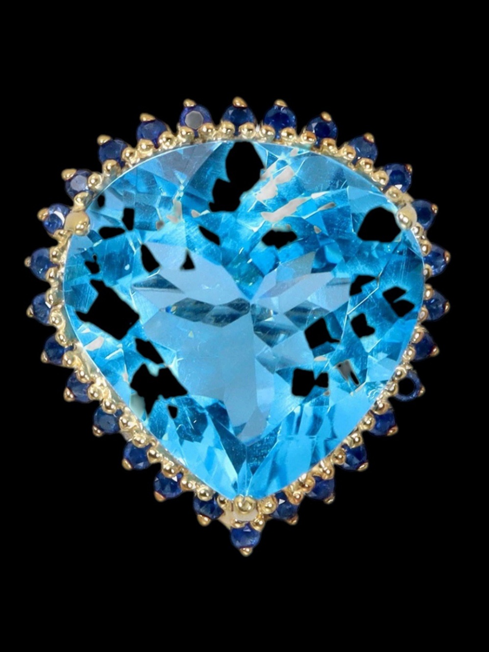 Spectacular 48CT Genuine Blue Topaz & Sapphire Ring